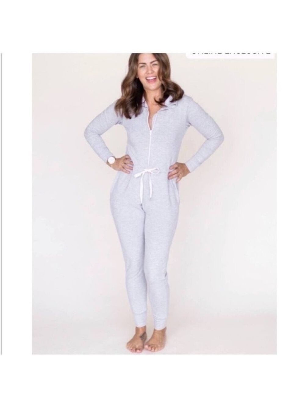 Smash & Tess x Jillian Harris - The Harris Hoodie Romper Jumpsuit Grey Sz Large